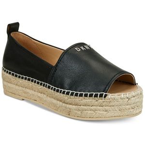 DKNY Women's Black Mer Peep-toe Espadrille Sandals, Created For Macy's